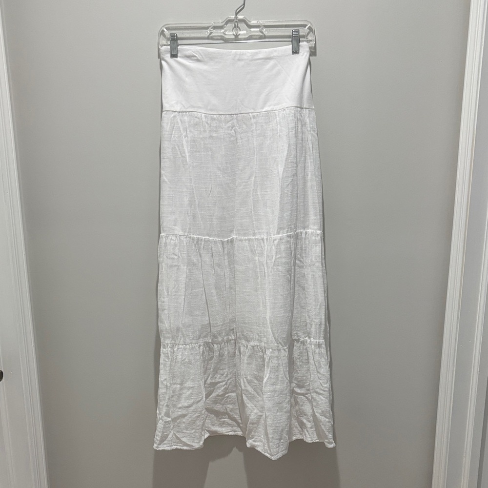 Elegant Linen White Maxi Skirt